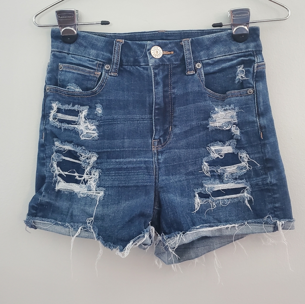 American Eagle Outfitters distressed high waist jean shorts size 2